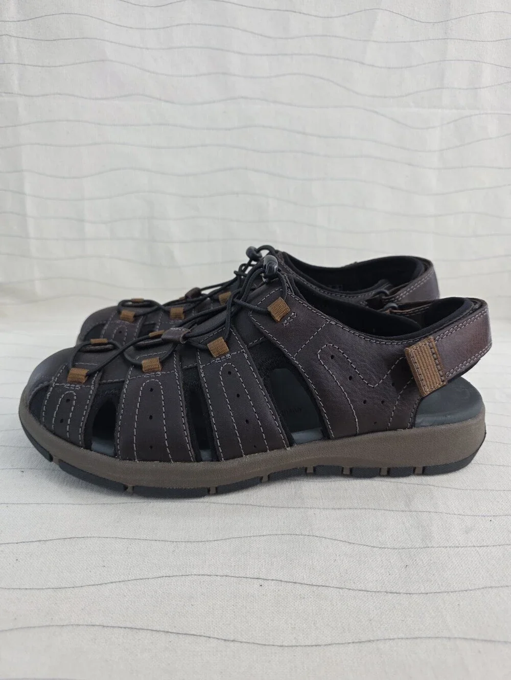 Collection By Clarks Mens Brixby Cove Brown Leather Fisherman Sandals Sz 11 NEW